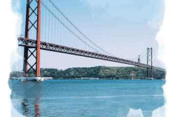 a close up of a bridge over a body of water