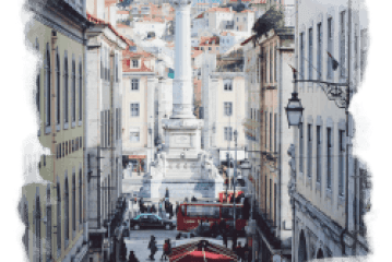 a group of people on a city street